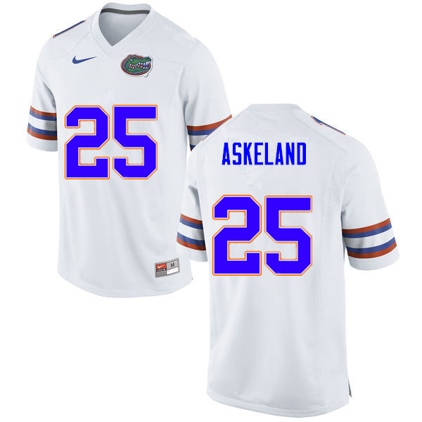 Men #25 Erik Askeland Florida Gators College Football Jerseys Sale-White